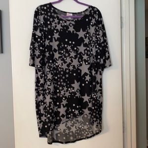 LuLaRoe Black and Silver Star Large Irma- EUC